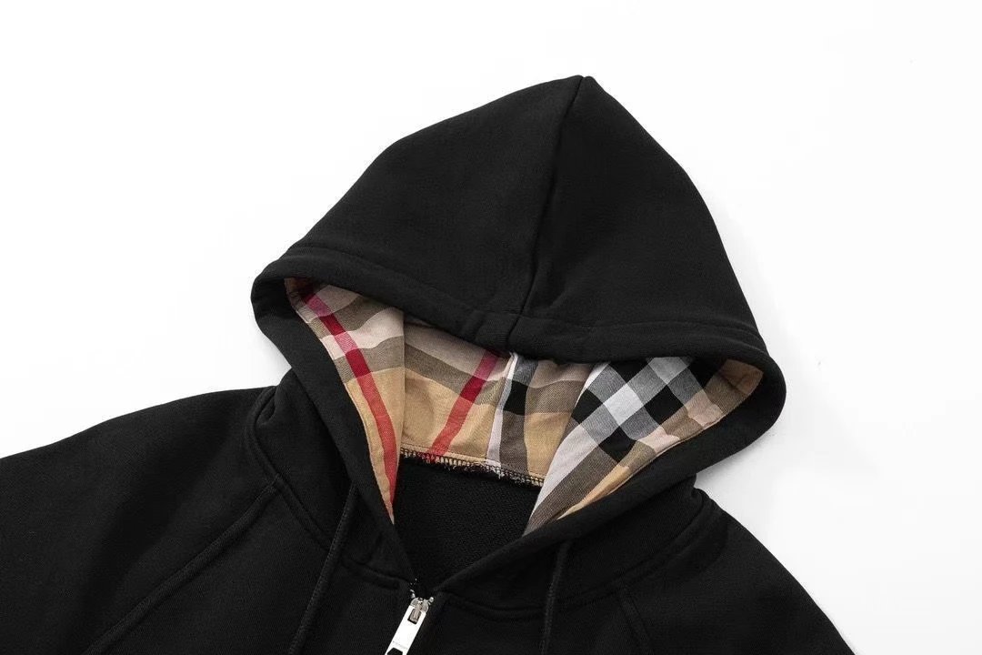 Burberry Check Lined Zip-Up Hoodie Black — product photo 3
