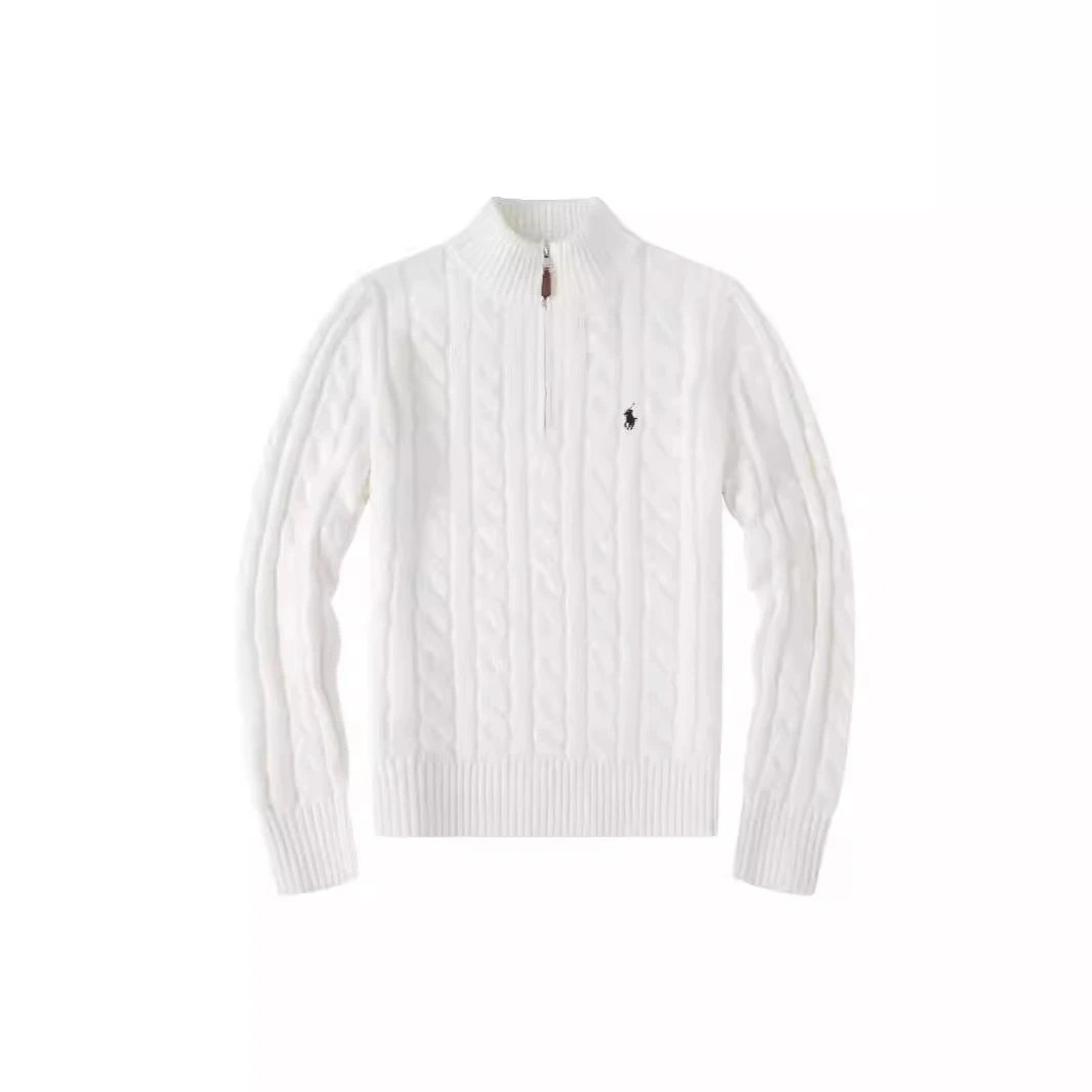 Ralph Lauren Cable-Knit Quarter-Zip Classic Sweater White