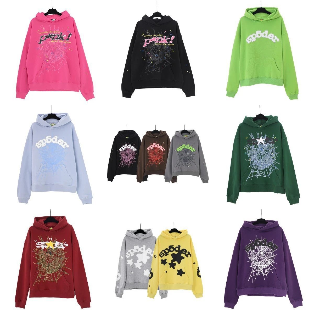 Sp5der Web Graphic Streetwear Hoodie Multicolor — product photo 3