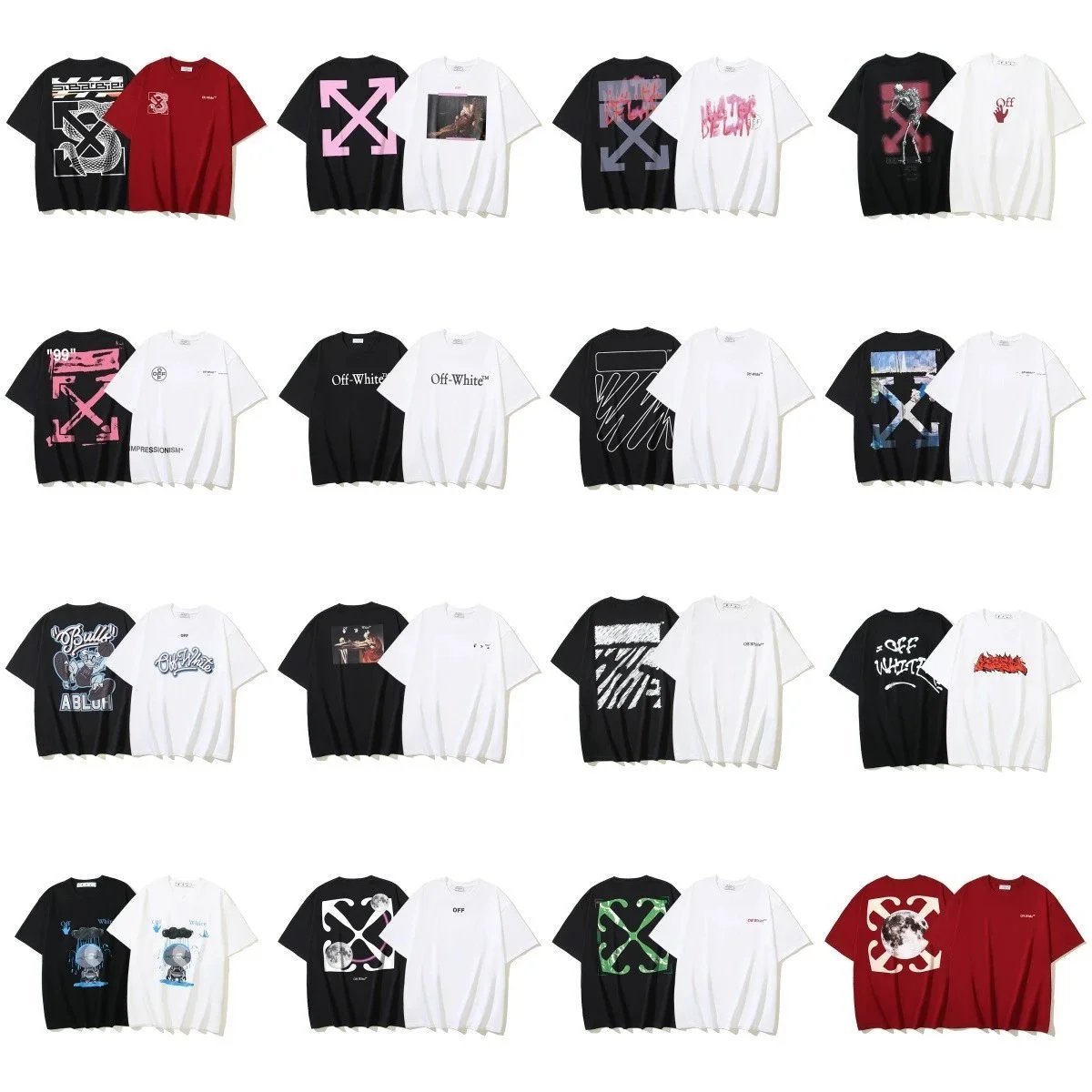Off-White Graphic Print Oversized Cotton T-Shirt Multicolor