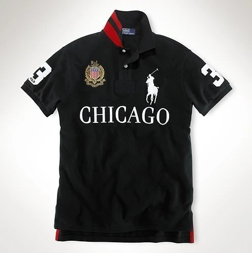 Ralph Lauren Chicago City Polo Shirt Graphic Cotton Black
