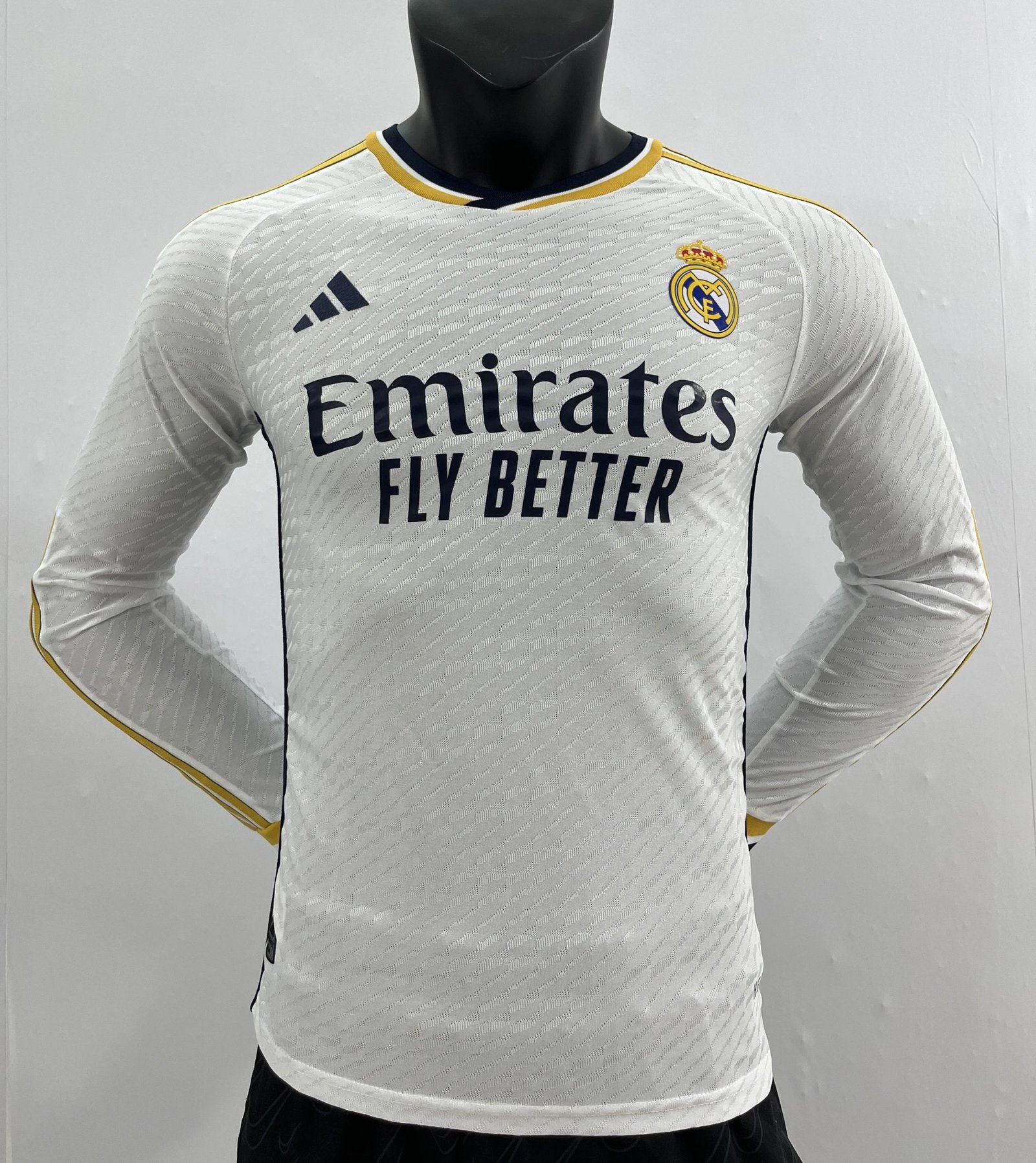 Adidas Real Madrid 2023-24 Home Long Sleeve Football Jersey White — product photo 3