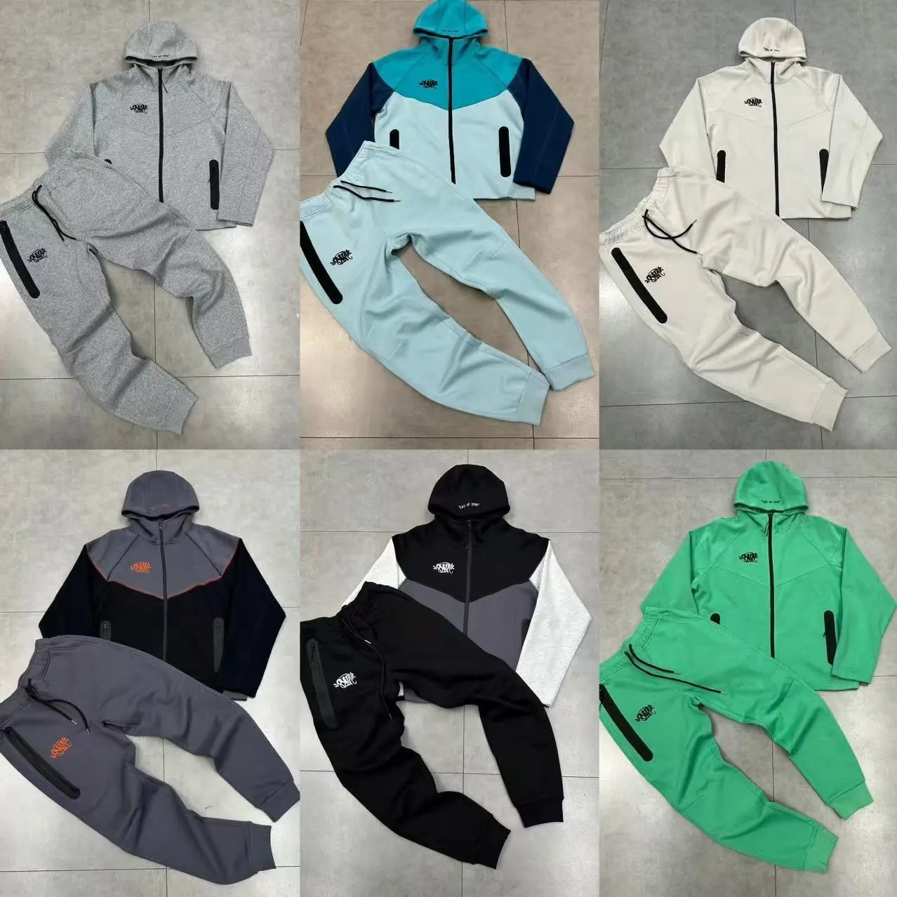 Design Tech Fleece Style Streetwear Tracksuit Set Multicolor