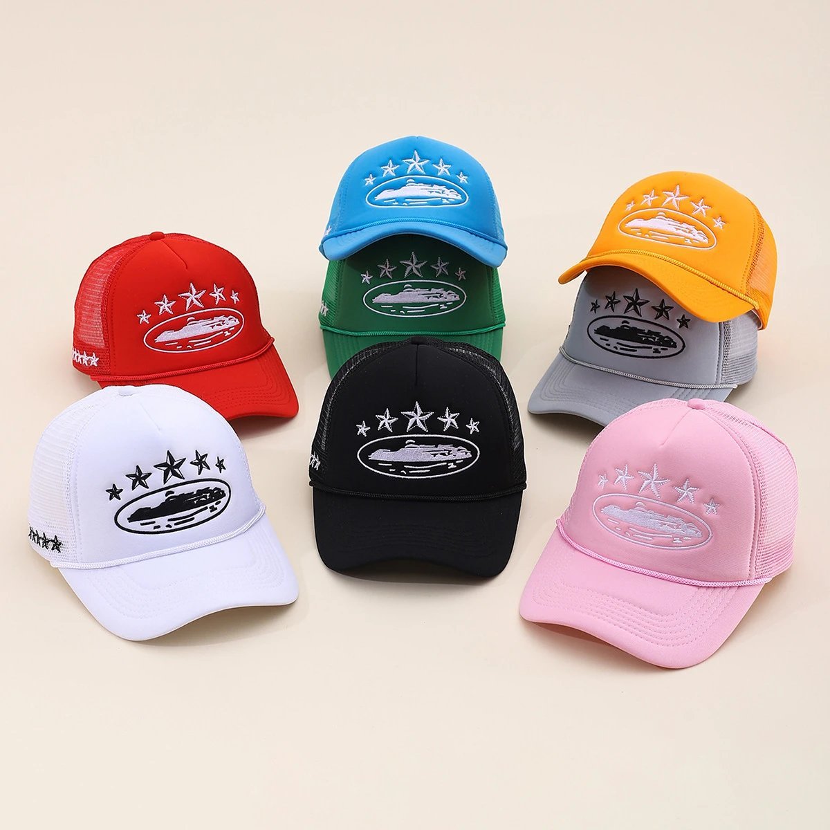 Design Star Graphic Mesh Trucker Hat Multicolor