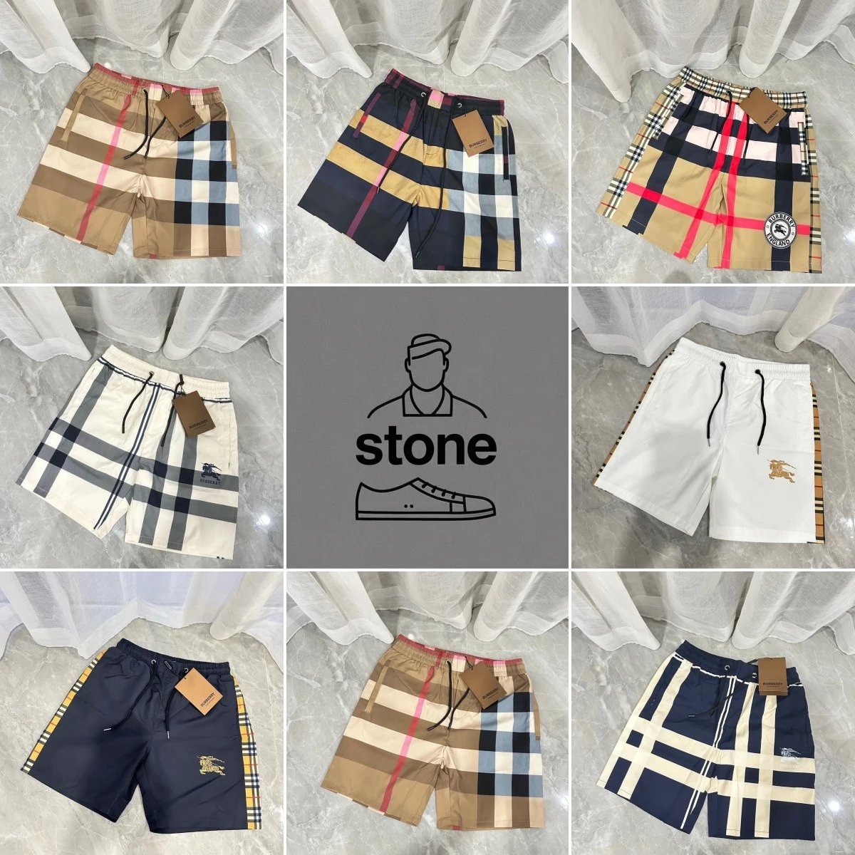 Burberry Check Print Casual Swim Shorts Multicolor