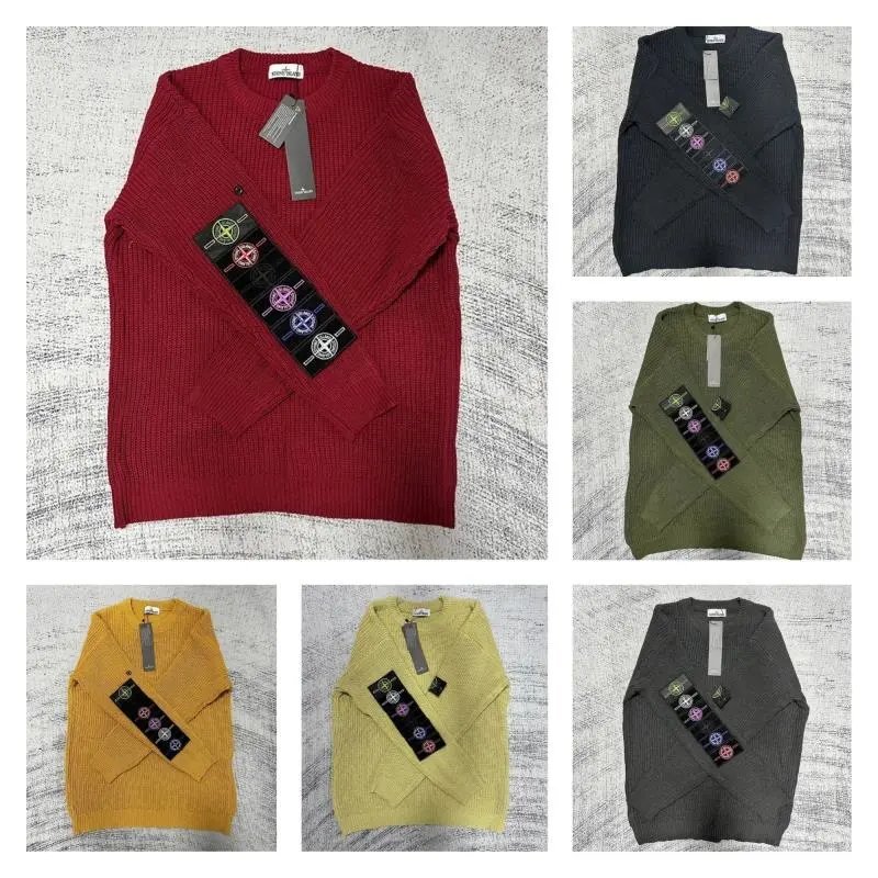 Stone Island Ribbed Knit Crewneck Sweater Multicolor