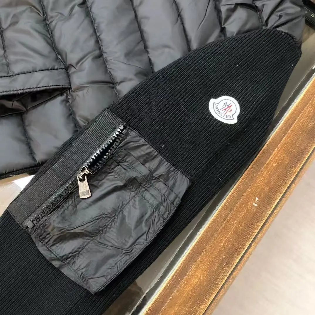 Moncler Hybrid Cardigan Padded Knit Jacket Black — product photo 3
