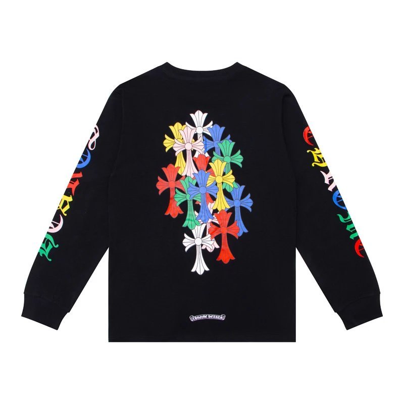 Chrome Hearts Multi-Color Cross Graphic Streetwear Long Sleeve Shirt Black